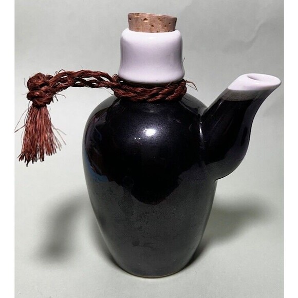 Soy Sauce Dispenser Jar Shoyu Black Ceramic with Cork Stopper - Picture 2 of 4